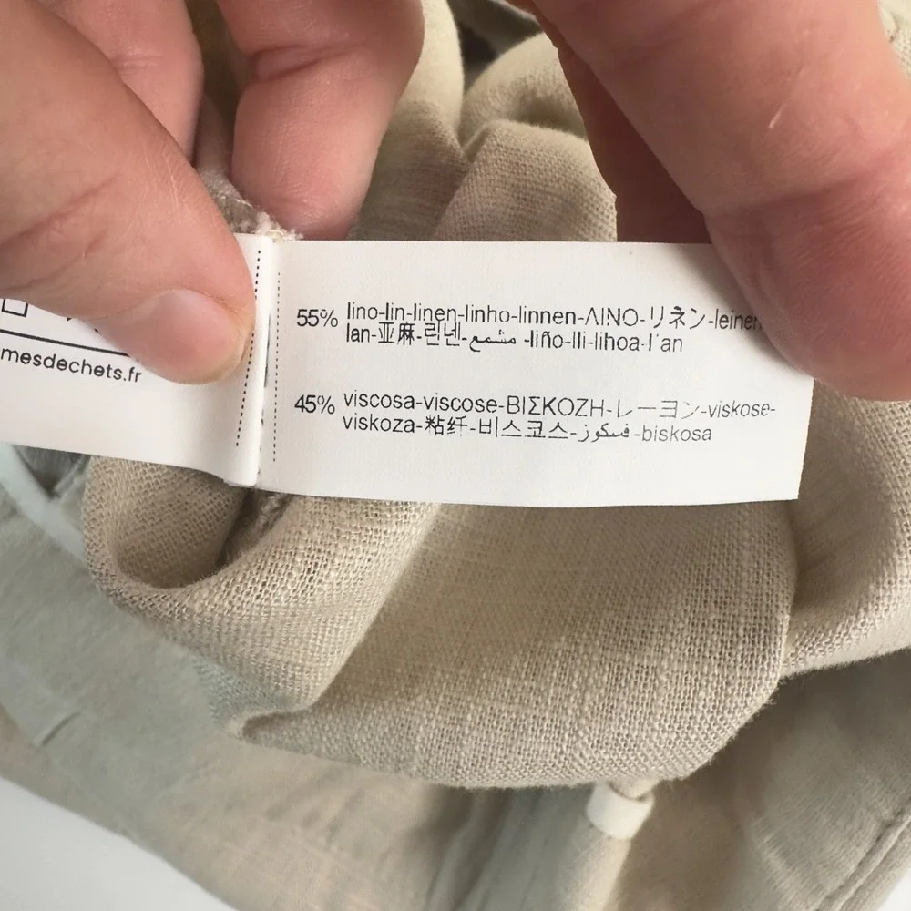 ZARA Linen-Blend Halter Jumpsuit – Neutral Wide Leg,‎ Size M